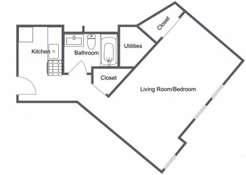 Floor plan for studio, 1 bath, 507 sqft